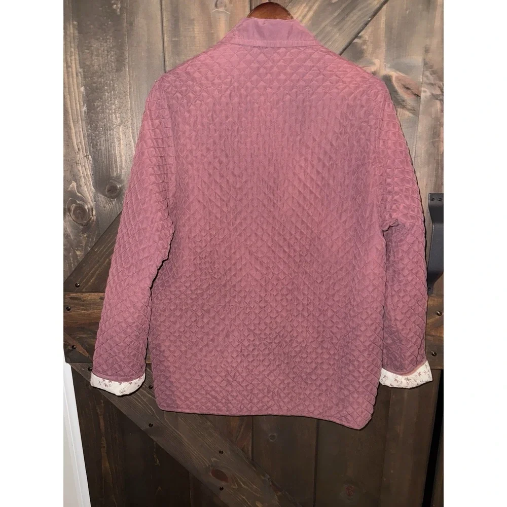 Women's Sz M Medium Quilted Burgundy Jacket Homegrown Fisherman's‎ Button